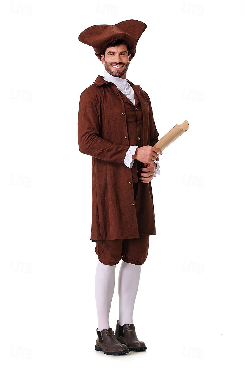 250e jubileum VS Rococo Barok Outfits Lange Mouwen George Washington Koloniaal Onafhankelijkheidsoorlog Kostuum Voor heren Carnaval Independence Day 4 juli Volwassenen Jas Broeken Kraag 2026 - $50.99 –P2