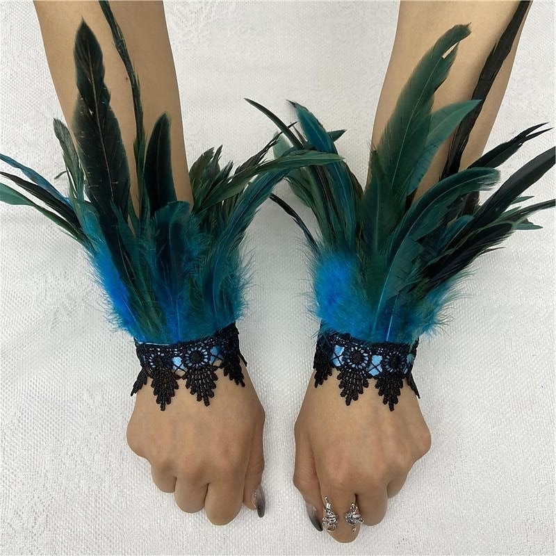 Carnaval 2026 Accesorios de Samba del Carnaval de Río Muñequeras de Plumas Negras con Encaje - Pulseras Elegantes para Fiestas Gatsby Disfraz de Festival de Brasil 2026 - $8.99 –P2