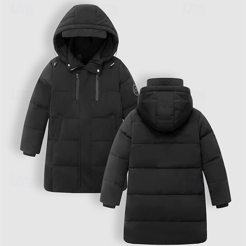Kids Girls' Down Jacket Puffer Jacket Solid Color Sports Pocket Keep Warm Windproof Outdoor Coat Outerwear 4-12 Years Winter Black Yellow Purple 2026 - $80.99 –P4