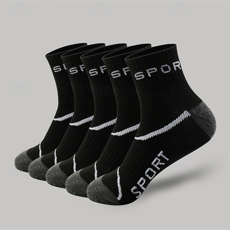 Hombre 10 pares Calcetín Calcetines para correr Calcetines informales Negro Blanco Color Bloque de color Texto Exterior Vacaciones Ropa Cotidiana Medio Primavera Otoño Moda Ropa de calle 2026 - $8.49 –P4