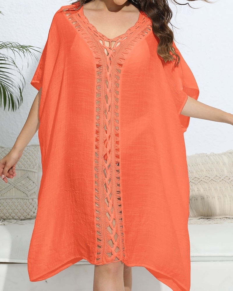 Dámské Plavky Přehozy Šaty do vody Sleva až 30% Plavky Vystřižený prázdniny Oblečení na pláž Pevná barva Do V Krátké rukávy Plavky 2026 - $27.99 –P17