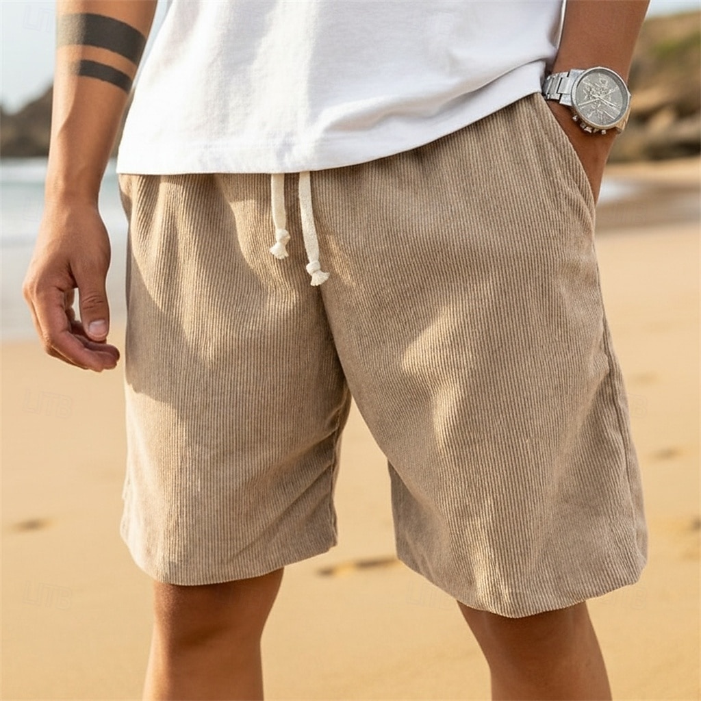 Herr Sommarshorts Beach Shorts Casual shorts Manchester Shorts Snörning Elastisk midja Ensfärgat Komfort Knelängd Dagligen Utomhus Helgdag Semester Mode Marinblå Kaki Microelastisk 2026 - $17.99 –P5