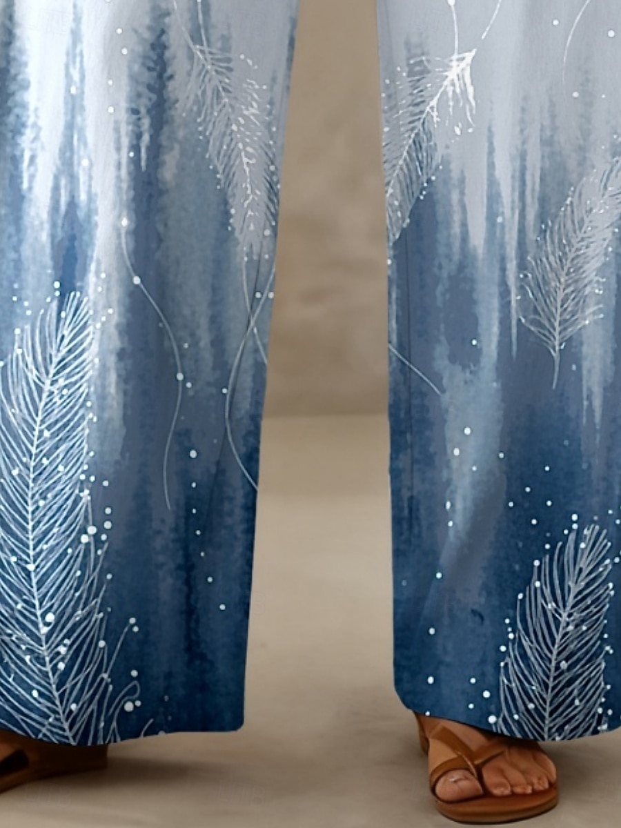 Per donna Gamba larga Pantaloni Vacanza Casual Lunghezza intera Vita Alta Floreale Grafico Coulisse Tasca Fascia Elastica Comodo Comodità Traspirabilità Micro-elastico Casuale Quotidiano Vacanza Blu del 2026 a $29.99 –P3