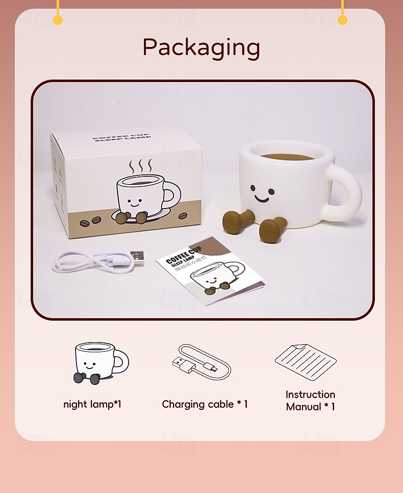 Nachtlampje voor kinderen, nachtlampje in de vorm van een koffiekopje met 7 kleuren en USB-aansluiting, siliconen nachtlampje met 3 dimstanden, nachtlampje voor naast het bed met timer, oplaadbaar nachtlampje voor decoratie, cadeau voor jongens en meisjes 2026 - $23.99 –P10