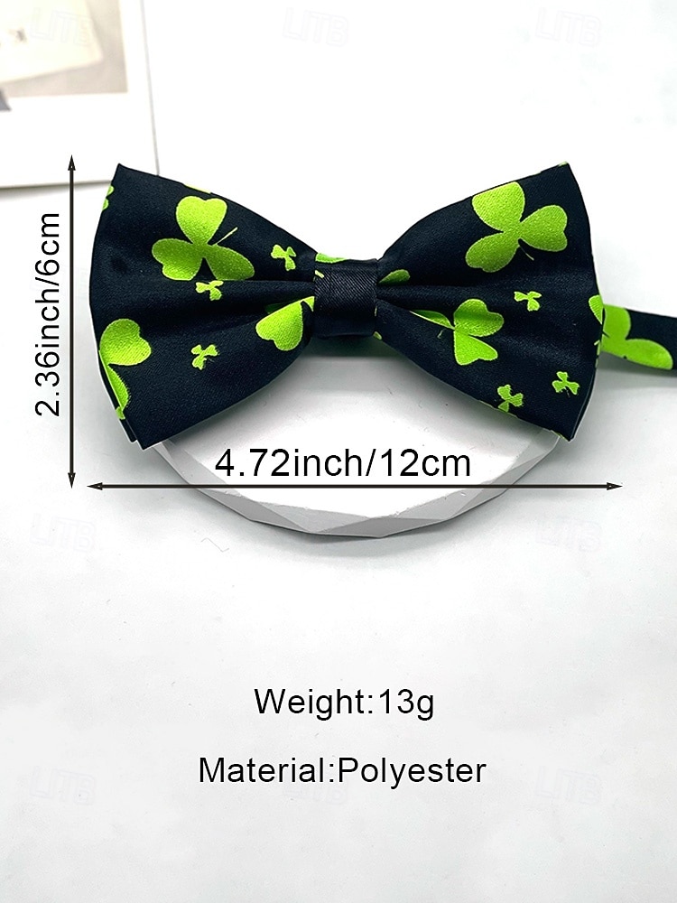 2026年 メンズポリエステル蝶ネクタイ、2色のクローバープリントデザイン、聖パトリックの日やカーニバルのお祝いに最適  コレクション – $9.99 –P9