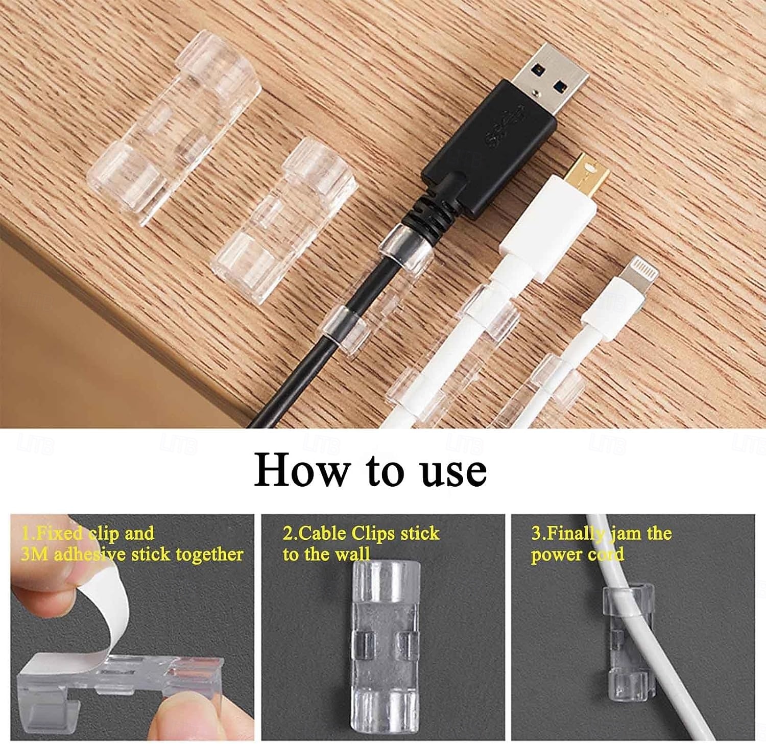 80 clips de câble (petits) &(grand format), serre-câbles adhésifs de finition pour fixation murale (TV, PC, ordinateur portable), clips de gestion de câbles, clips pour éclairage extérieur de 2026 ? $15.99 –P6