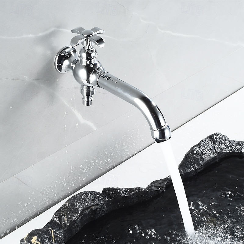 Ванная раковина кран - Вращающийся Хром Монтаж на стену Одной ручкой одно отверстиеBath Taps 2026 - $161.99 –P4