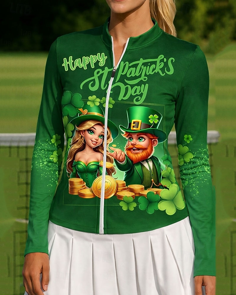 Svatý Patrik Dámské Trávová zelená Cvičební košile Tenisové tričko Stylové Potisk Ochrana proti UV záření Elastický Tenis Pickleball Běh Vrchní část oděvu Zelená Oblečení na tenis 2026 - $20.99 –P1