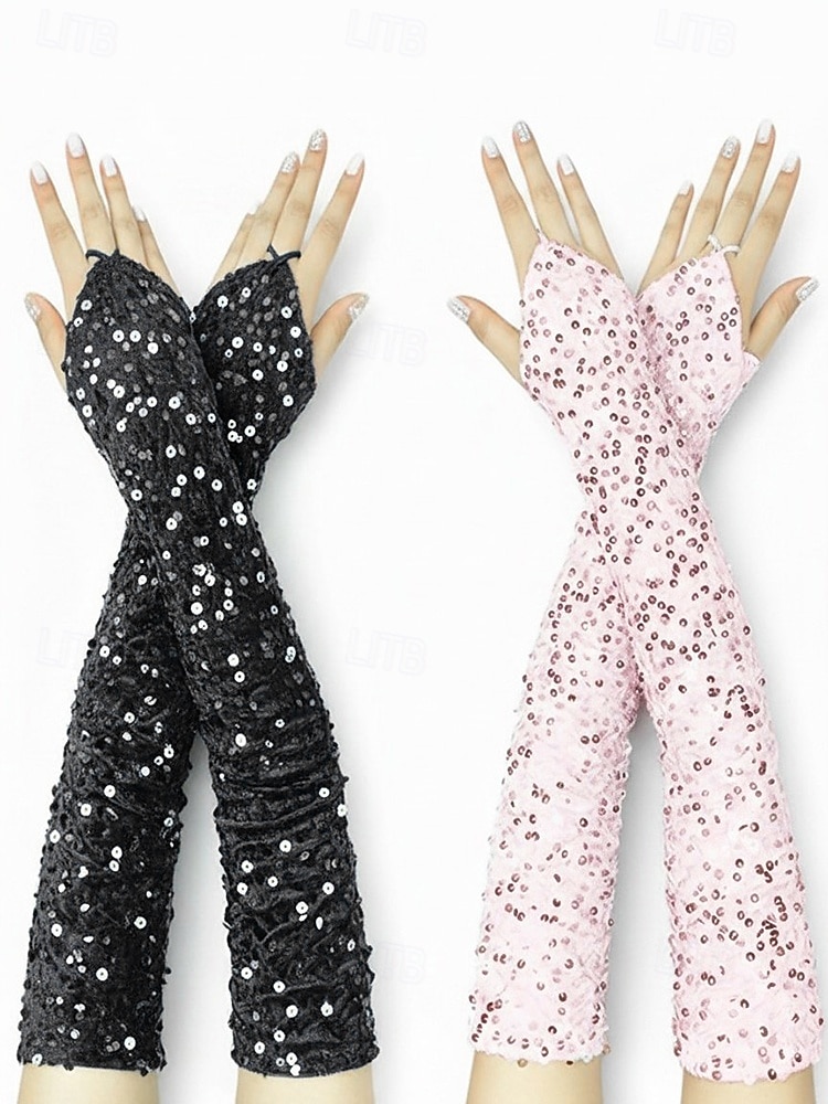 Женские полиэстеровые перчатки с пайетками на пальцах и рукавах, комплект из 2 пар, различные цвета, идеально подходят для Дня Святого Патрика и вечеринок, блестящие и стильные. 2026 - $18.99 –P10