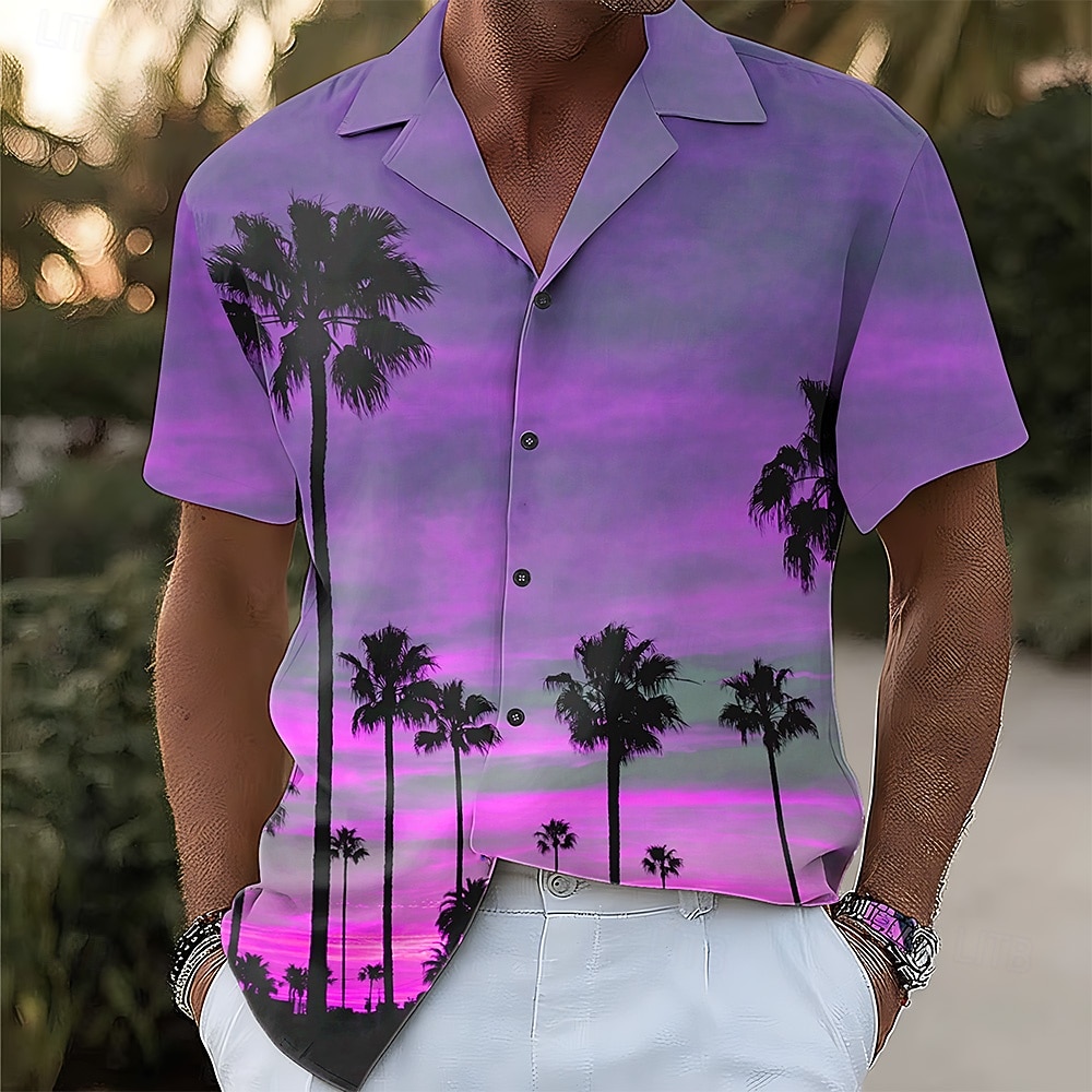 Per uomo Albero di Cocco Tramonto Piante Tropicali Camicia Camicia con colletto cubano Camicia hawaiana estiva Manica Corta Hawaiano Vacanza Ferie Abbigliamento mare Estate Primavera Camicia con del 2026 a $25.99 –P3
