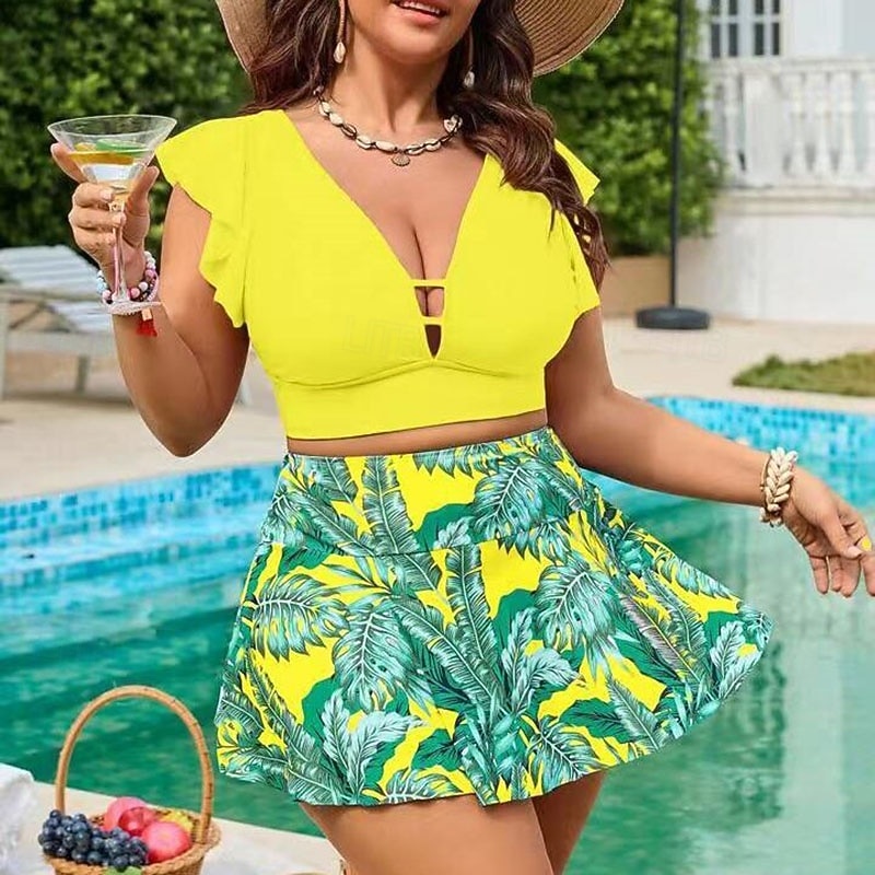 Mujer Vestidos de Playa 2 Piezas Trajes de baño Tropical Utra ligero (UL) Control de barriga Elástico Manga Corta Bañadores Surf Submarinismo Verano 2026 - $23.99 –P6