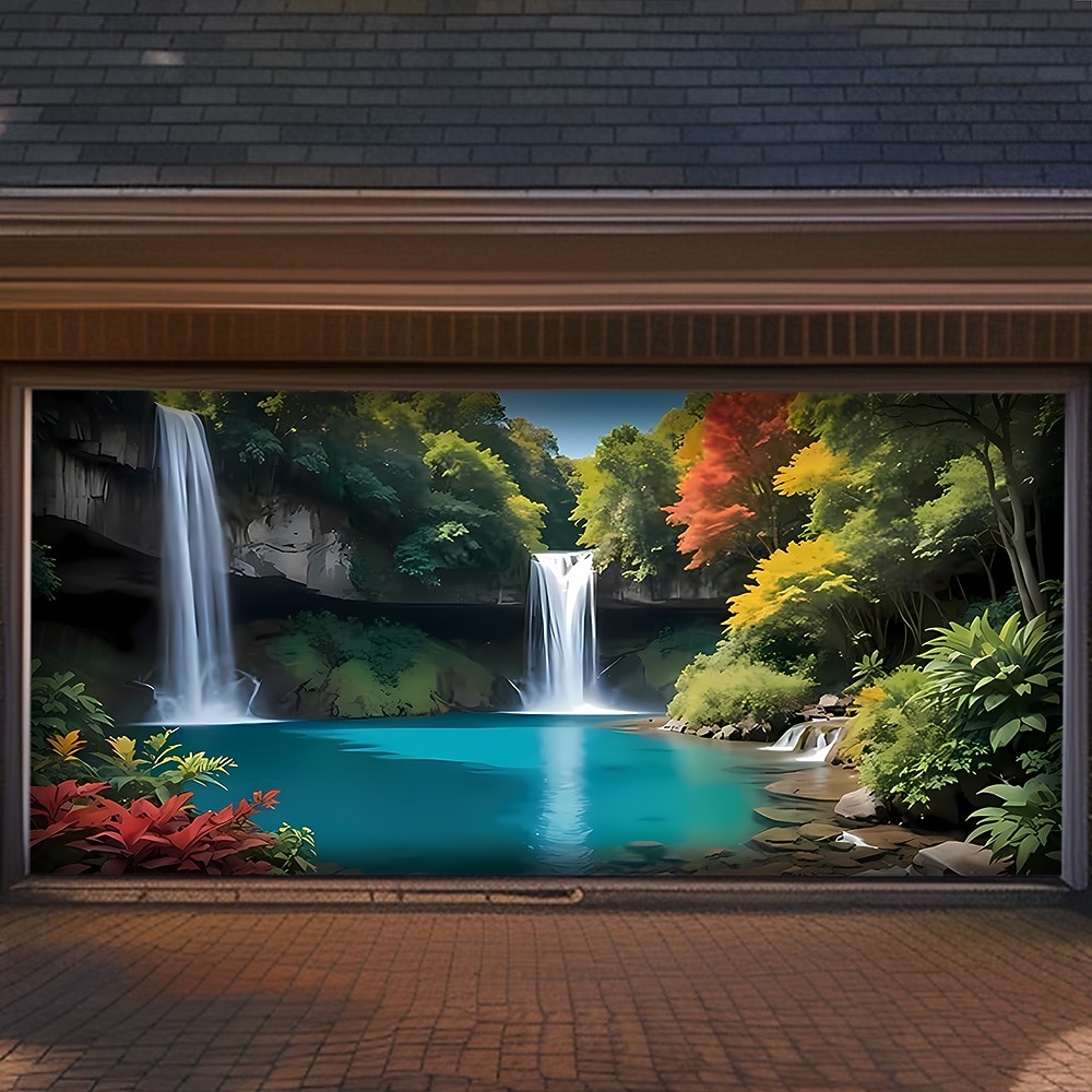 tapisserie Couverture de porte de garage Grande suspension Cascade 森林 3D Soirée Outdoor Arrière-plans de prise de vue Porte d'Entrée Décoration d'intérieur de 2026 ? $49.99 –P2