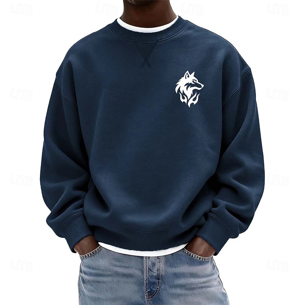 Per uomo Grafico Lupo Felpa Manica Lunga Felpe Girocollo Classico Athleisure Quotidiano Casa Autunno Inverno Blu Nero Verde Abbigliamento progettista Stampa Grafica S M L XL 2XL 3XL del 2026 a $26.99 –P3