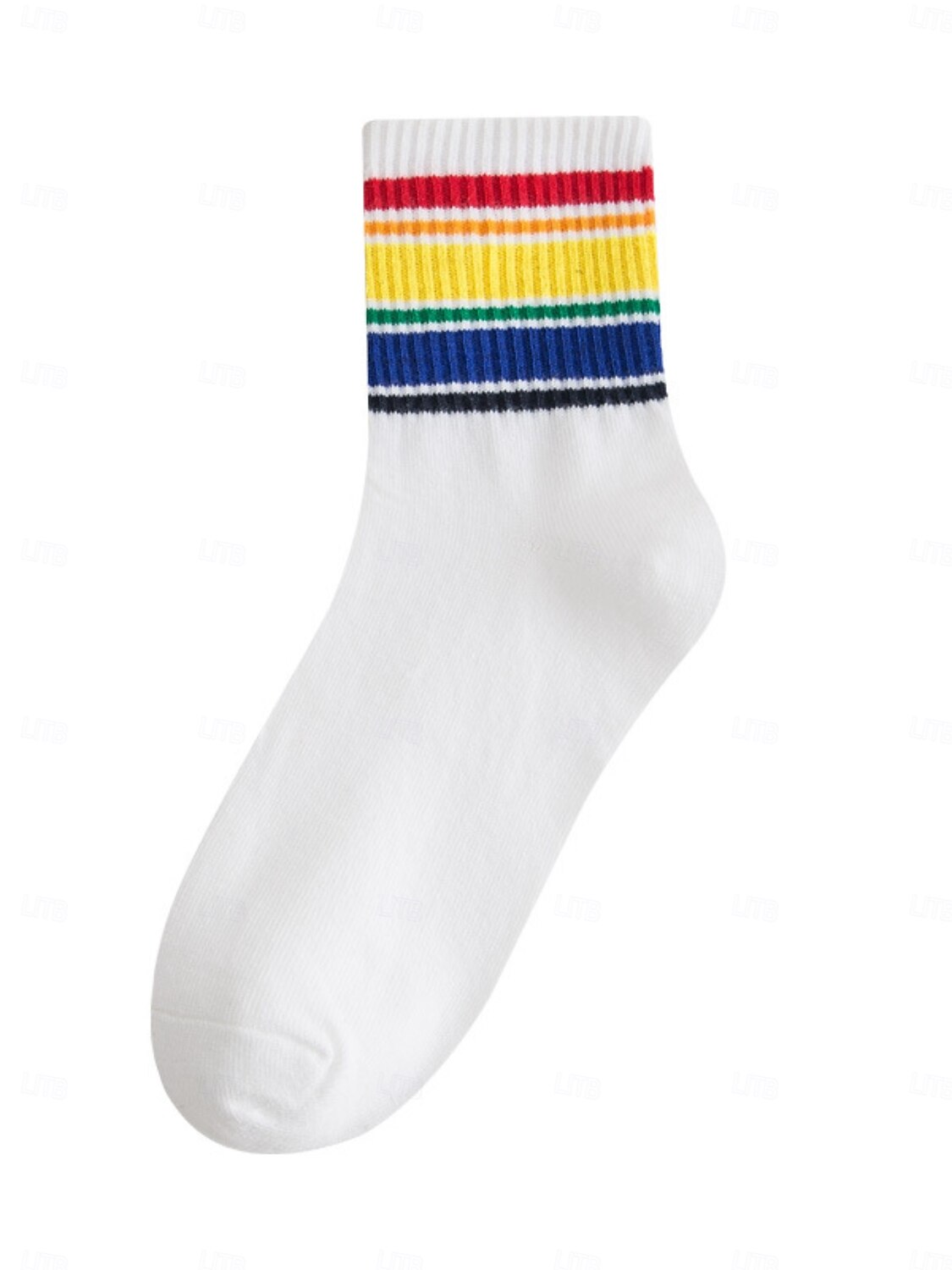 Conjunto de meias de cano alto com listras do Mardi Gras - Pacote de 6 meias casuais em mistura de algodão estilo unissex para carnaval festival do orgulho e roupas de festa de 2026 por $14.99 –P7