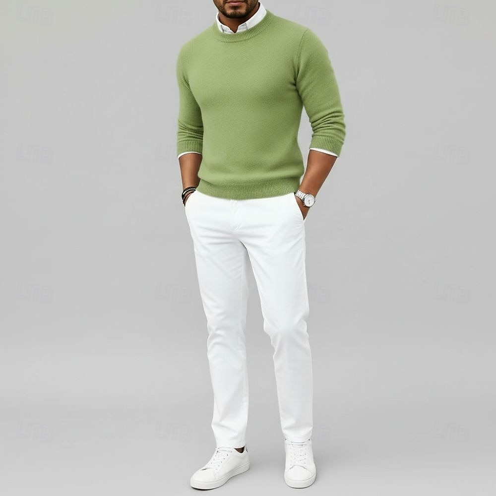 Men's Premium Pure Wool Cashmere Crewneck Sweater Classic Knit Pullover Jumper Soft Warm Breathable 2026 - $123.99 –P5