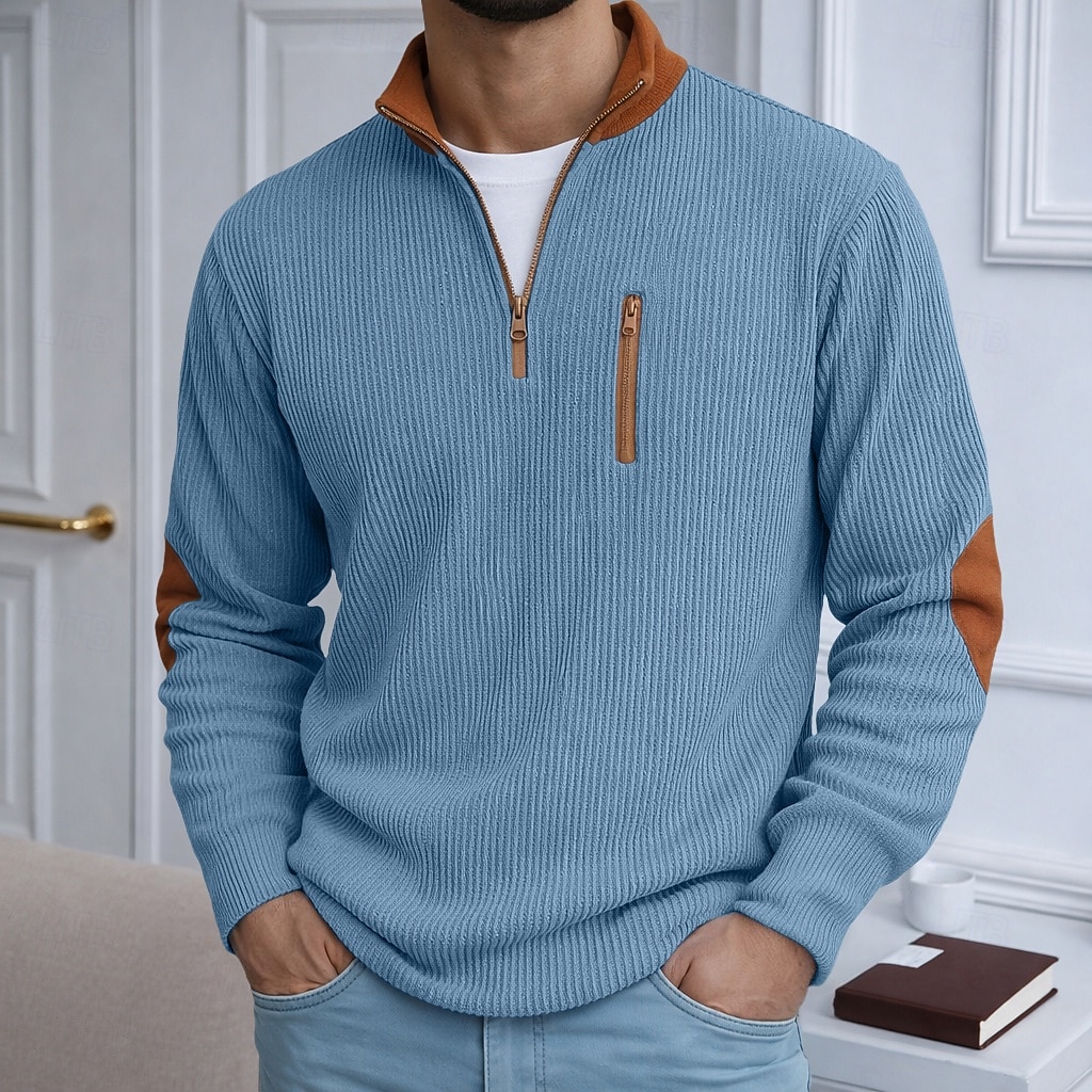 Da uomo Camicia di Velluto a Coste Maglietta Camicia a Maniche Lunghe Manica Lunga Con cerniera Autunno Inverno Autunno & Inverno Blocco di colori Quotidiano Testurizzato Casual Con zip Oversize Ampio del 2026 a $25.99 –P1
