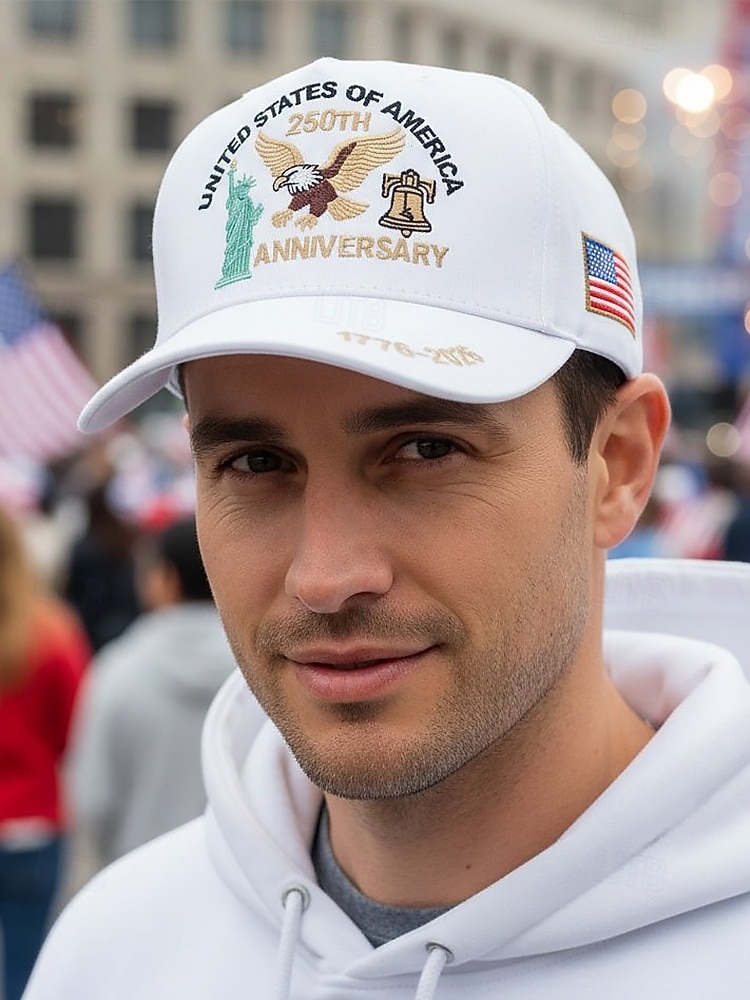 Cappello ricamato da uomo per il 250° anniversario degli Stati Uniti - USA multicolore design patriottico dell'aquila e della Statua della Libertà misura regolabile per celebrazioni all'aperto e del 2026 a $14.99 –P4