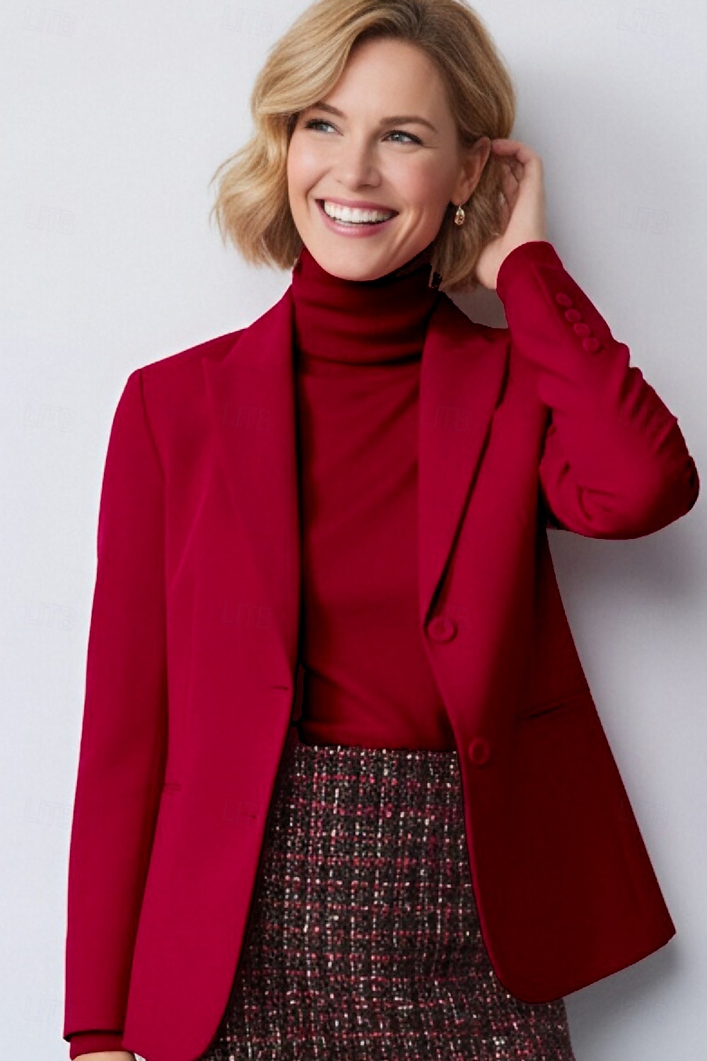 Жен. Пиджак Офис Официальные Свадебный гость Эластичная ткань Элегантный стиль Длинный рукав Лацкан с тупым углом Однобортный крой 2026 - MXN $2134.26 –P3