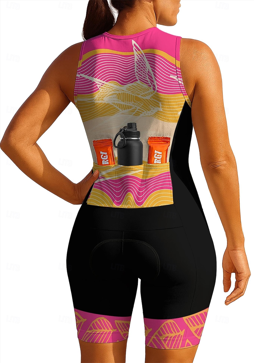 Жен. Велокофты Костюм для триатлона Сноуборд Джерси Без рукавов Лето Весна Осень Фиолетовый Зеленый Розовый с красным Лист Геометрический принт Птица Градиент Полосы / волосы Велоспорт 2026 - $44.99 –P2