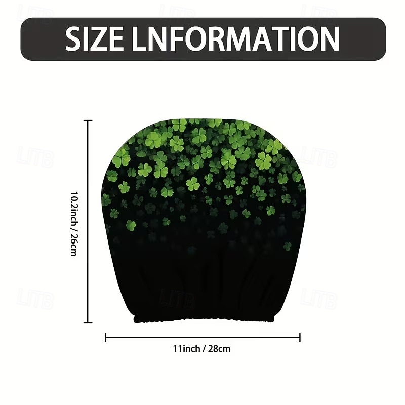 2 capas de encosto de cabeça para carro com trevo verde | compatíveis com todos os veículos, pretas &Adesivo para carro com estampa de trevo verde, design plano 2D, poliéster, fácil instalação - de 2026 por $7.99 –P32