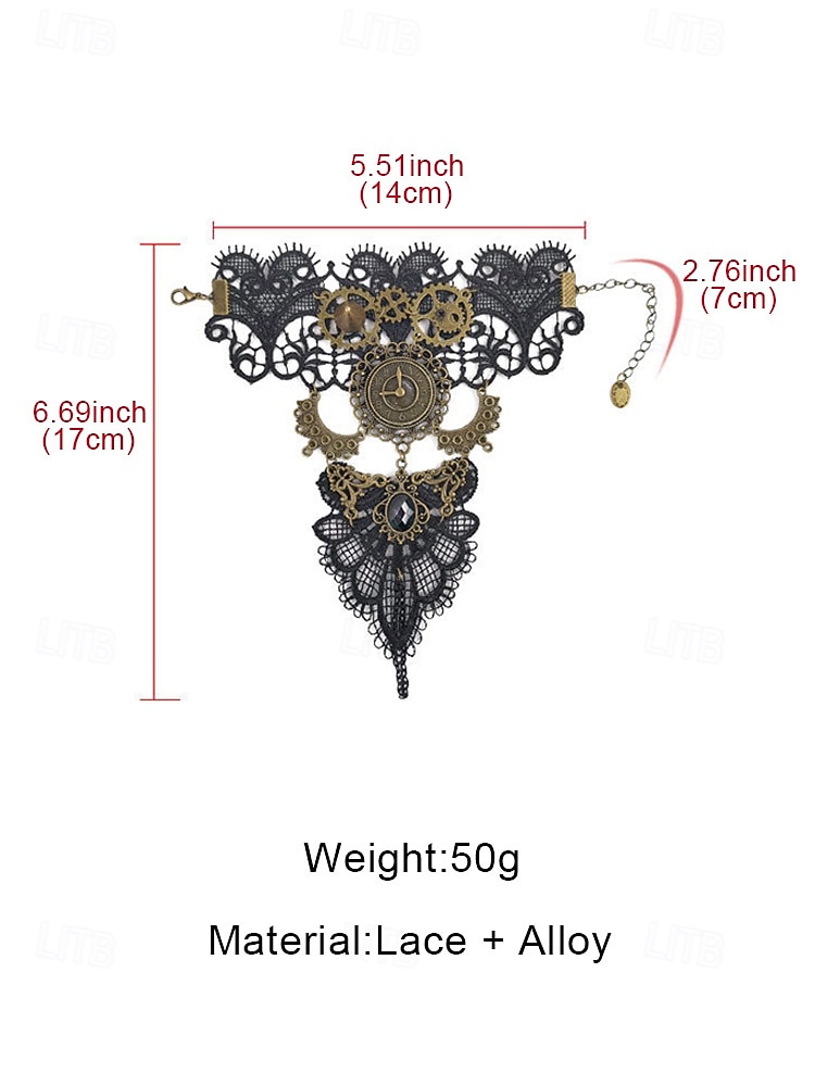Women's Mardi Gras Steampunk Victorian Lace Fingerless Glove Bracelet - Alloy Clock and Gear Accessory for Carnival & Halloween Costume 2026 - $14.99 –P10