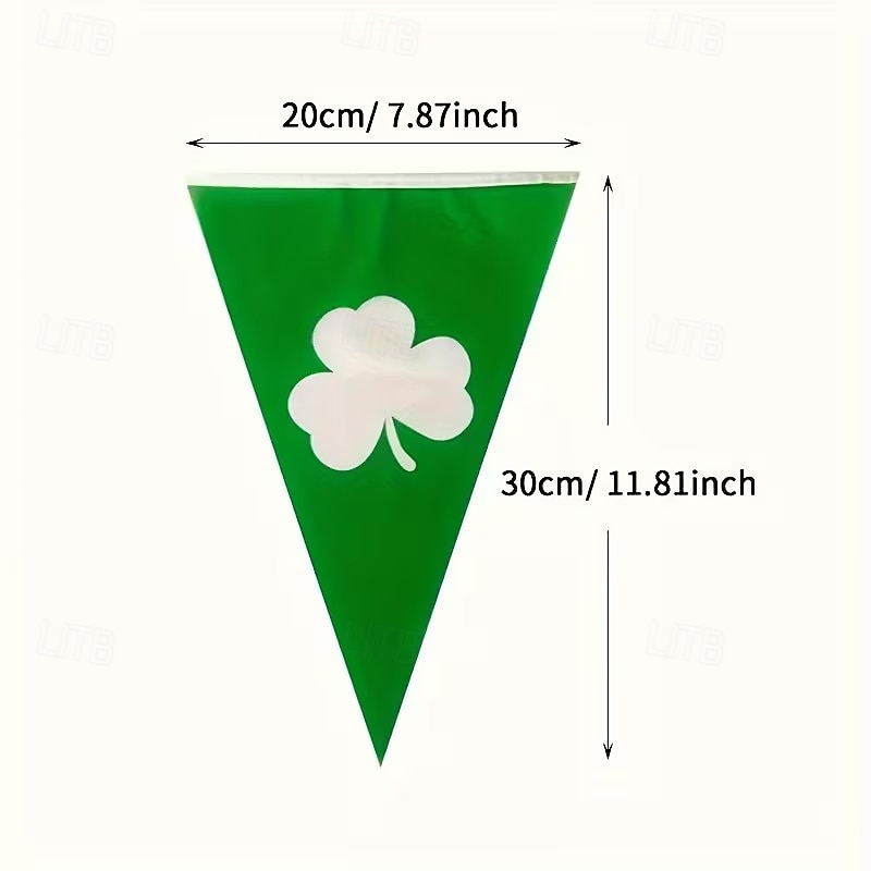 20 Green Shamrock Flag Banners - St Patrick's Day Decorations Double-Sided Hanging Flags Featuring White Shamrock Design PE Material Suitable for Gardens Parties and Festival Celebrations 2026 - $12.49 –P5