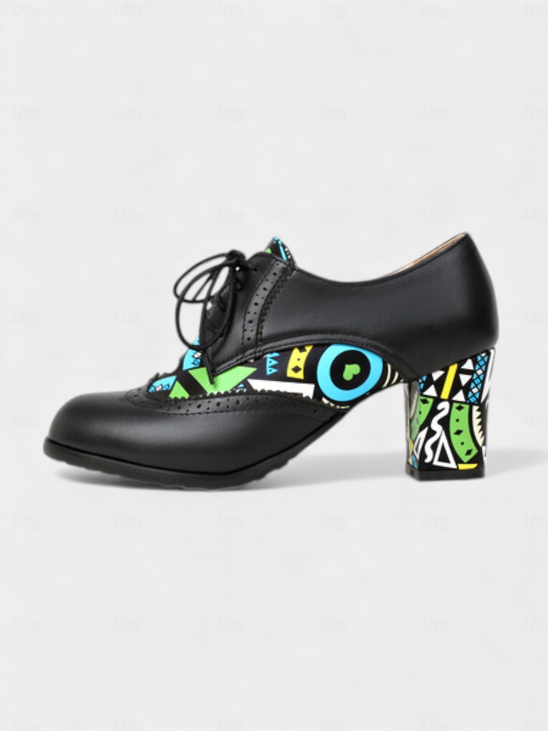 Kvinnors Mardi Gras Gröna Snörning Knasiga Mönstrade Klackar Oxford – Färgglad Karneval Stil Perfekt för Festivalfirande Rolig  Vibrant Look 2026 - $54.99 –P6