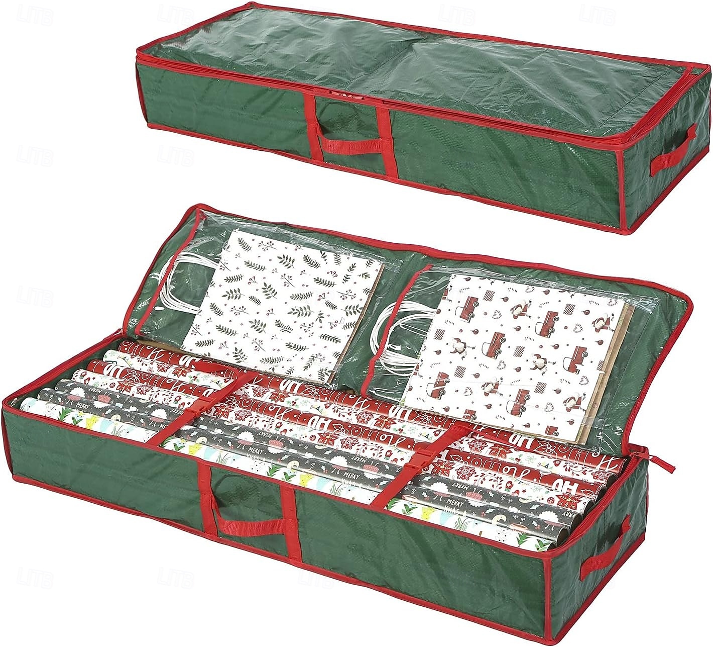 Organizzatore per carta da regalo natalizia sottoletto, contenitore per conservare la carta da regalo, contiene fino a 20 rotoli, 41" l x 14" p x 5,5" h (verde) del 2026 a $15.99 –P1
