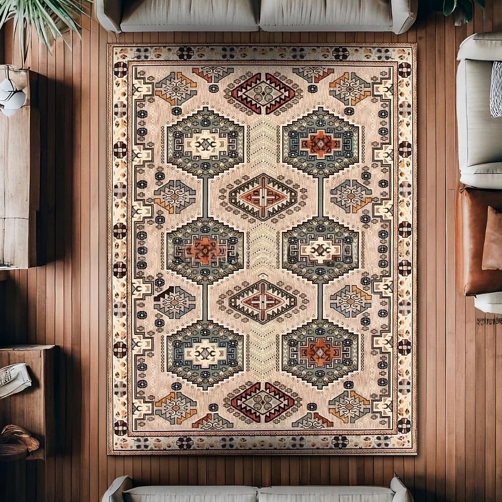 Vintage persisk matta, fläckbeständig och lätt att rengöra, etnisk soffpläd, halkfri sängmatta i sovrummet, slitstark och elegant golvdekor i vardagsrummet 2026 - $3.99 –P9