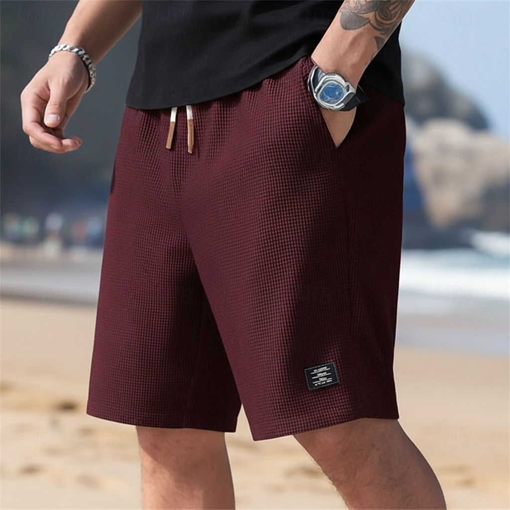 Per uomo Pantaloncini Waffle Pantaloncini Estivi Shorts da Spiaggia Pantaloncini casual Pantaloncini strutturati Coulisse Elastico in vita Tinta unica Comodità Lunghezza al ginocchio Quotidiano del 2026 a $18.99 –P14