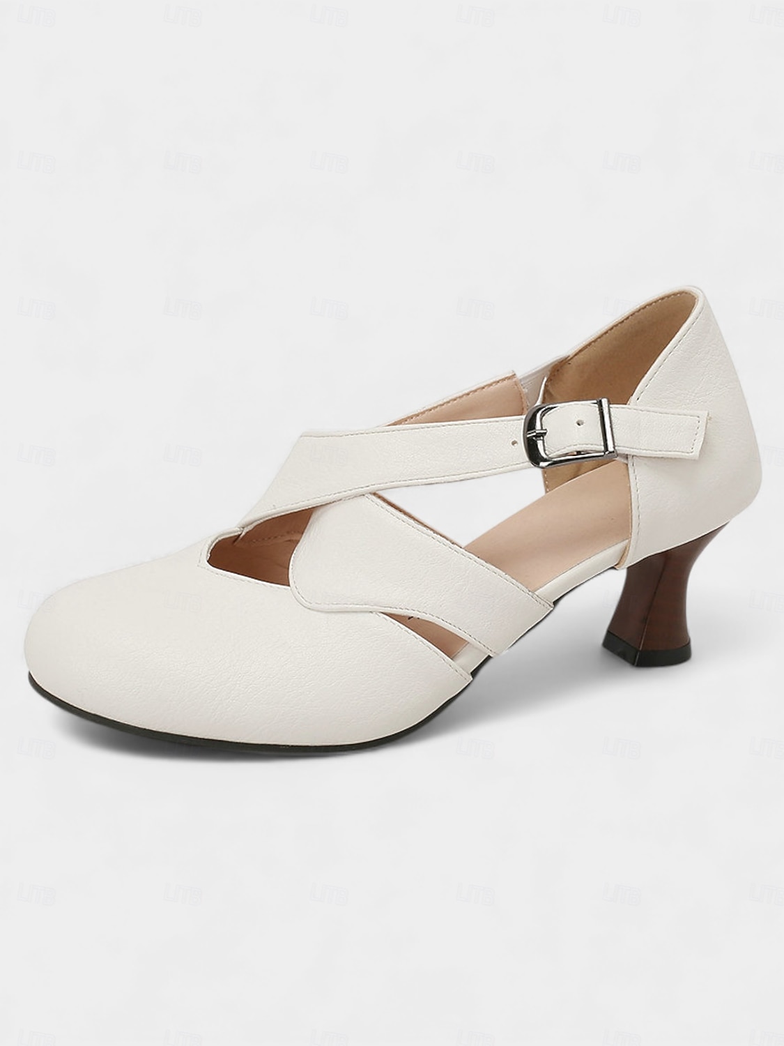 Damesko i burgunderfarget skinn fra 1950-tallet – elegante Mary Jane-hæler med justerbar spenne for formelle arrangementer, fester og hverdagsbruk 2026 - $54.99 –P12