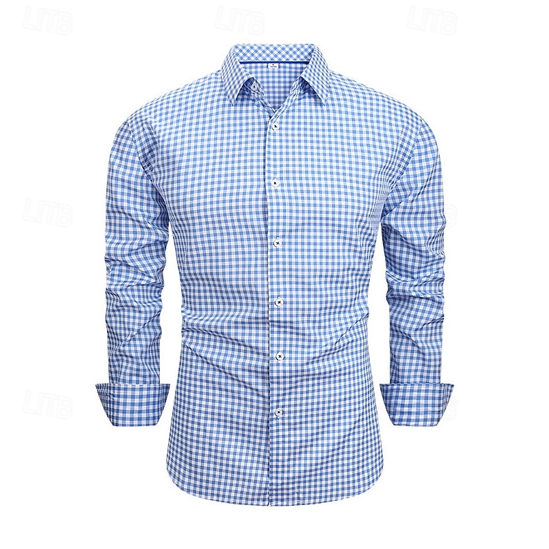 Per uomo Camicia Camicia Estiva Camicia casual Camicia da Spiaggia Camicia con Bottoni Marrone Scuro Nero Rosso Blu scuro Grigio Manica Lunga Plaid Bavero Casuale Quotidiano Abbigliamento Moda Casual del 2026 a $25.99 –P2