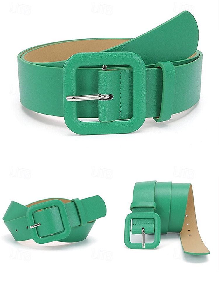 Cinto feminino em couro sintético, diversas cores, ajuste regulável, perfeito para o Dia de São Patrício e para o dia a dia, acessório estiloso e versátil. de 2026 por $9.99 –P6