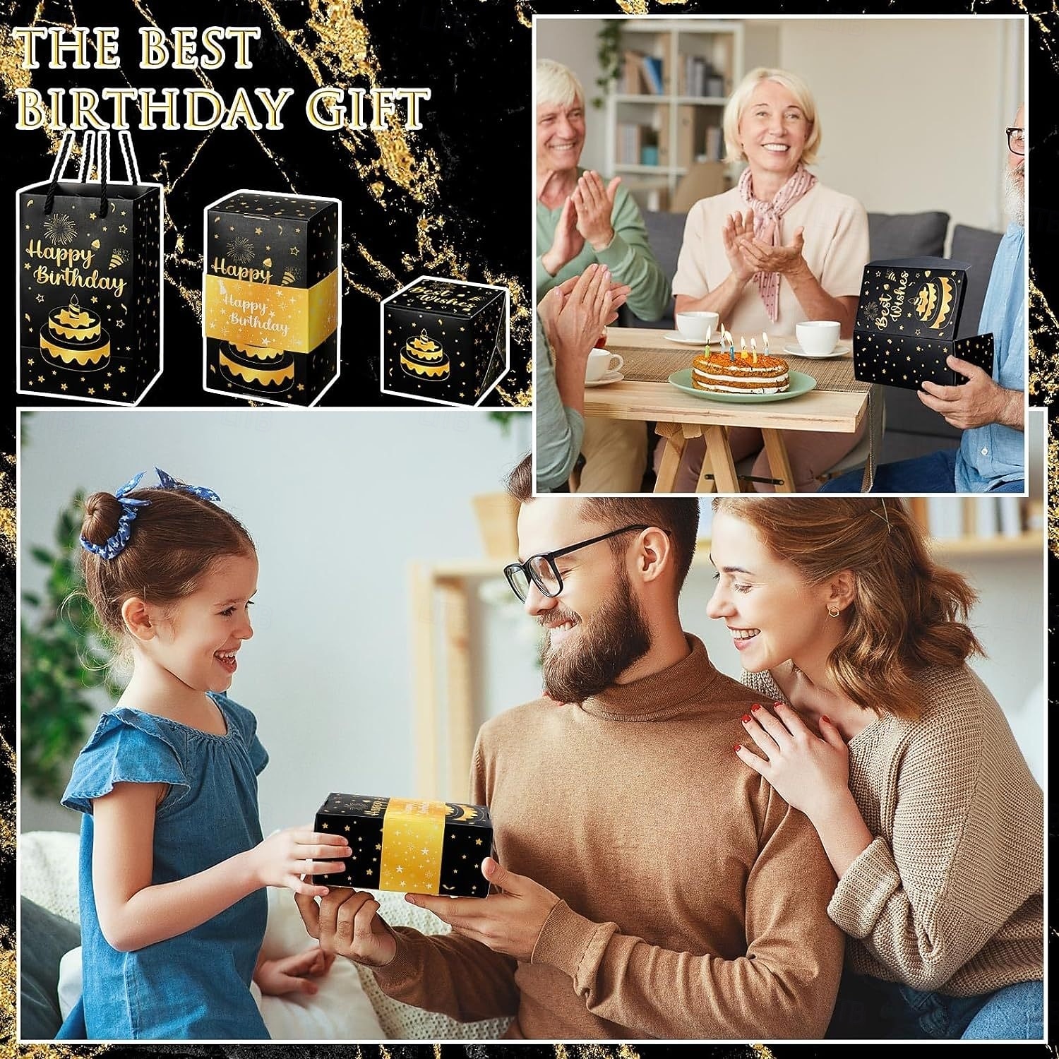 Overraskelseshoppeske bursdagsgaveeske med penger og konfetti - morsomt pop-up-design, svart med gulldetaljer, perfekt til bursdag eller spesielle anledninger, gaveeske til feiring 2026 - $13.99 –P10