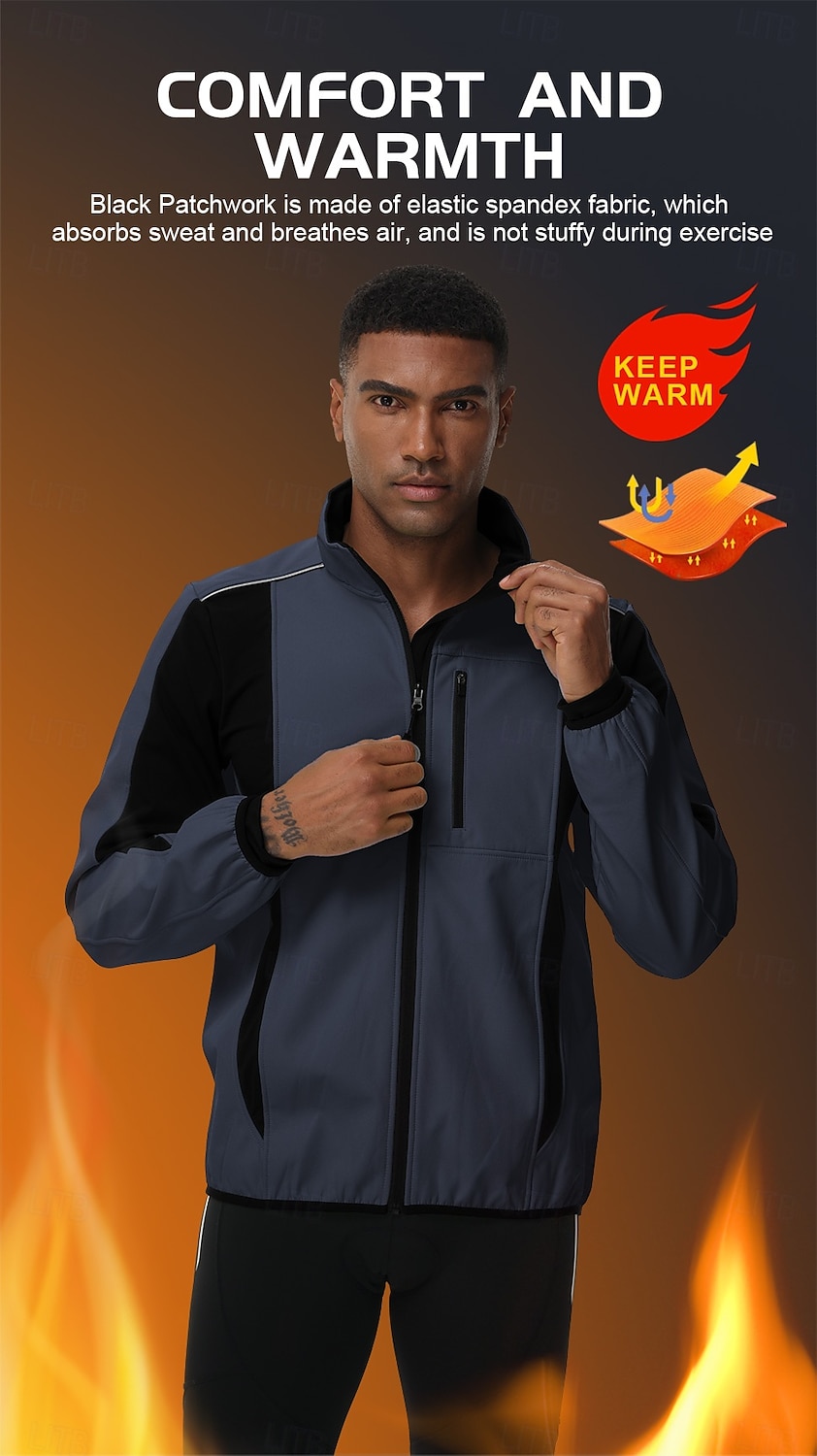 Męskie Kurtka rowerowa Kurtka polarowa Zima Polarowa podszewka Odporność na wiatr Zatrzymujący ciepło Kolarstwo Rower Dres zima Polary Czarny Niebieski Pomarańczowy Odzież rowerowa 2026 - $70.99 –P1