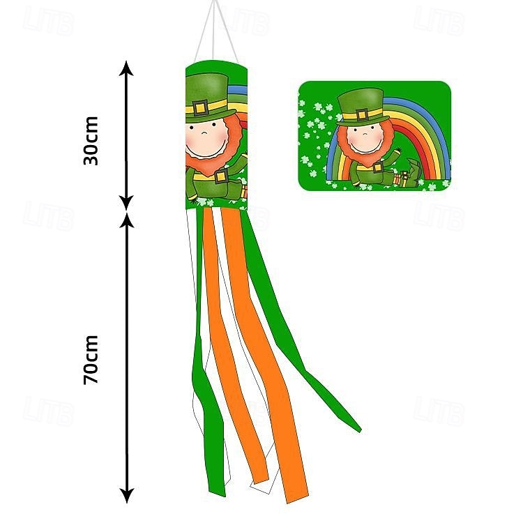 Szent Patrik-napi szélzsák zászló, ír dizájn, Szent Patrik-napi fesztivál dekoráció, színes kültéri szélzsák ünnepi ünneplésre, lóhere &lóhere design. 2026 - $8.99 –P11