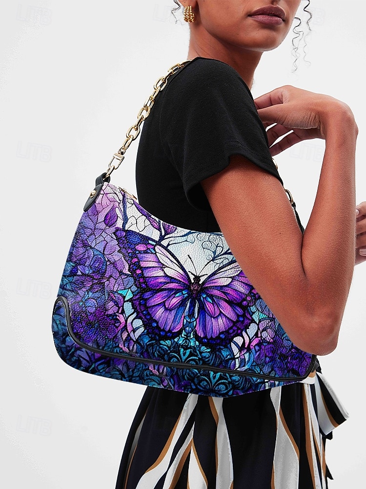 Damen-Schultertasche aus Kunstleder mit verstellbarem Riemen, Schmetterlingsmuster, in verschiedenen Farben erhältlich, vielseitige Tragemöglichkeiten für legere und formelle Anlässe. 2026 - $34.99 –P4