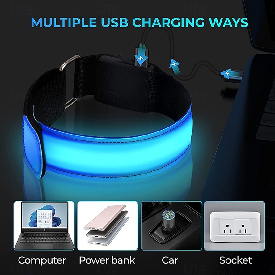 2-pakning oppladbare LED-armbånd, LED-løpearmbånd, justerbart blinkende LED-sikkerhetsarmbånd, reflekterende løpeutstyr med høy synlighet, justerbare lysende armbånd 2026 - $35.99 –P4