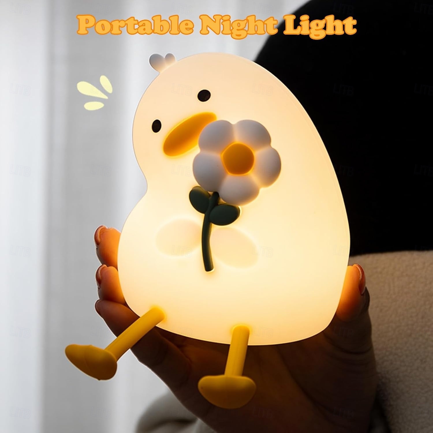 Мягкий силиконовый светильник-утка с цветком-уткой, зарядка через USB, ночник с таймером для спальни, изголовье кровати, атмосферный светильник, подставка для телефона, подарок на Рождество, Новый 2026 - $16.99 –P6