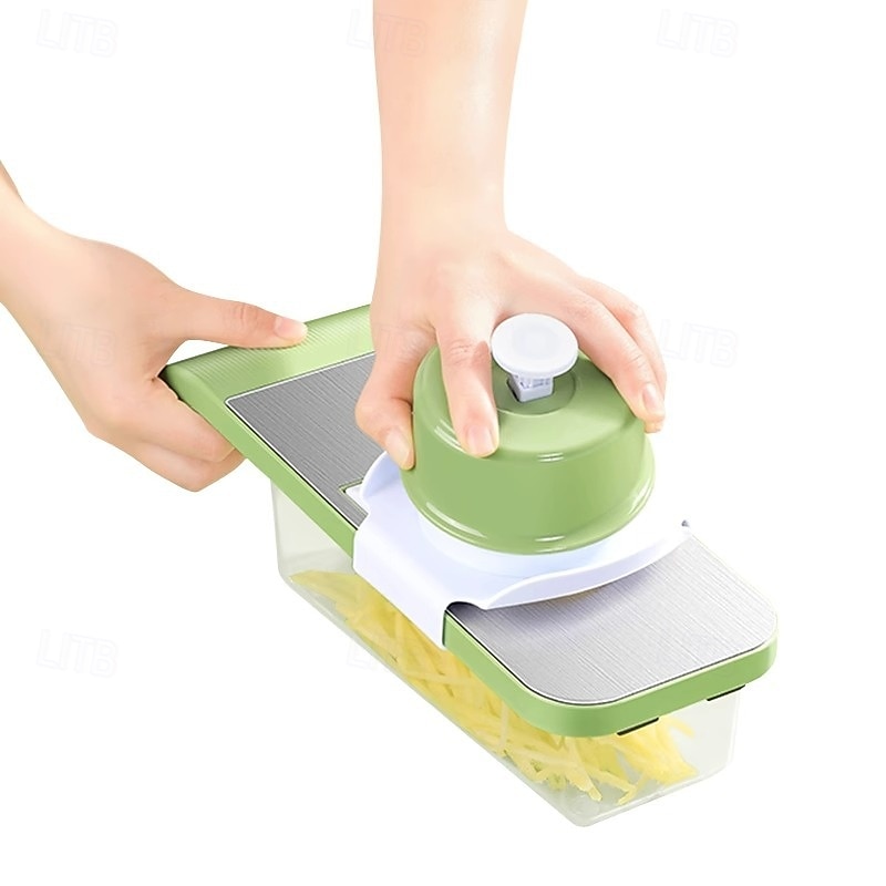 7 deler multifunksjonelt grønnsaksskjære- og kvernsett i rustfritt stål med utskiftbare kniver - manuelle kjøkkenplanleggingsverktøy for forskjellige grønnsaker, grønnsaksskjæresett, kjøkkendings 2026 - $23.99 –P9