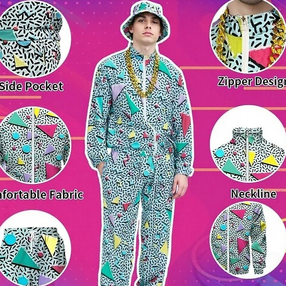 Retro Vintage 1980s Hip Hop Outfits Bag Accesories Set with Accessories Long Sleeves Disco Fancy Dress Men's Carnival Costume Halloween Carnival New Year Pride Parade Pride Month Adults Bag More 2026 - $61.99 –P4