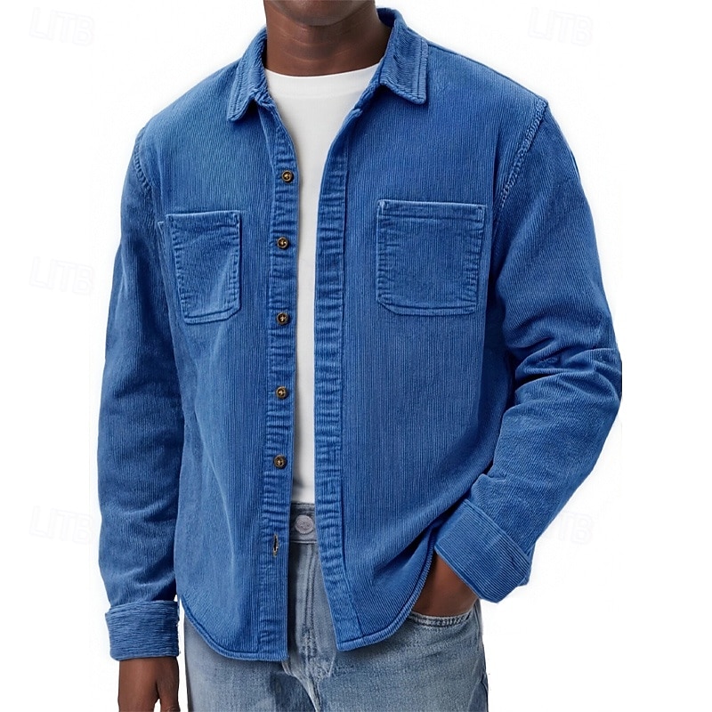 Hombre Chaqueta ligera Chaqueta de camisa Chaqueta casual Chaquetón Casual Diario Bolsillo Botones Primavera Otoño Color sólido Ropa de calle Diario Cuello Vuelto Regular Azul Piscina Negro Verde 2026 - $28.99 –P3
