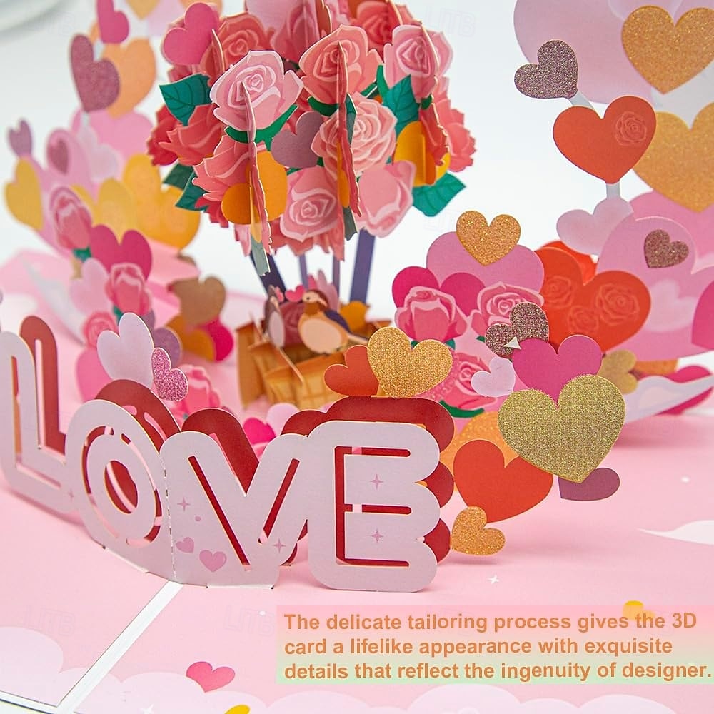 Tarjeta 3D en Forma de Corazón Pop Up Regalos Rosados Compromisos Esposa Novio Esposo Novia 1 Tarjeta 1 Sobre 2026 - $17.99 –P3