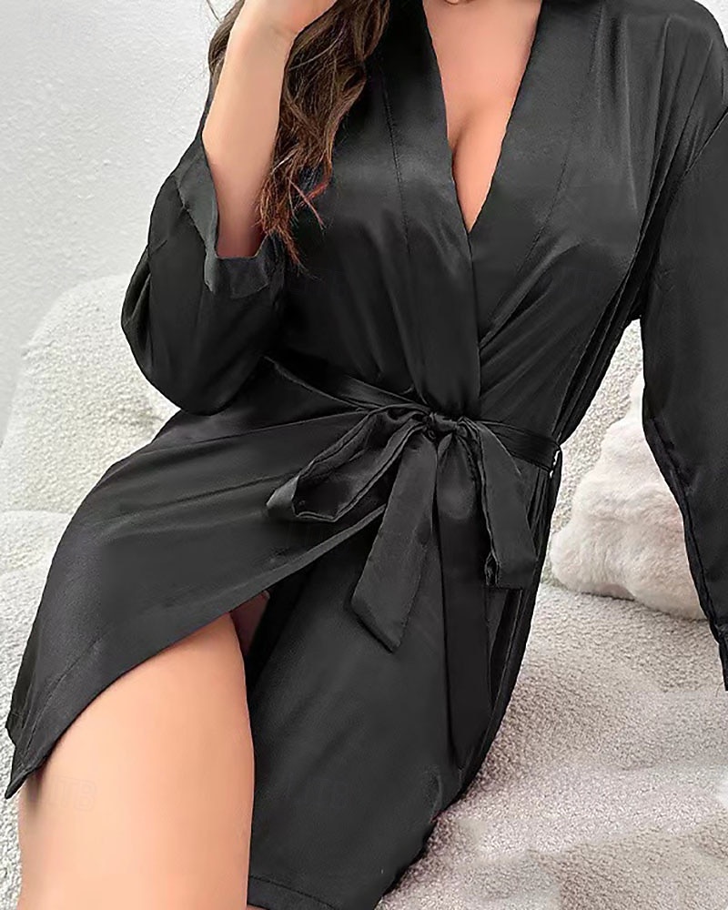 Damen Freizeitkleidung Robe Mode Lässig Weich Einfarbig Patchwork Kleid Heim Urlaub Langarm V Ausschnitt Blau Schwarz Weiß Rosa Wein Sommer Frühling Herbst Normale Passform 2026 - $16.49 –P3