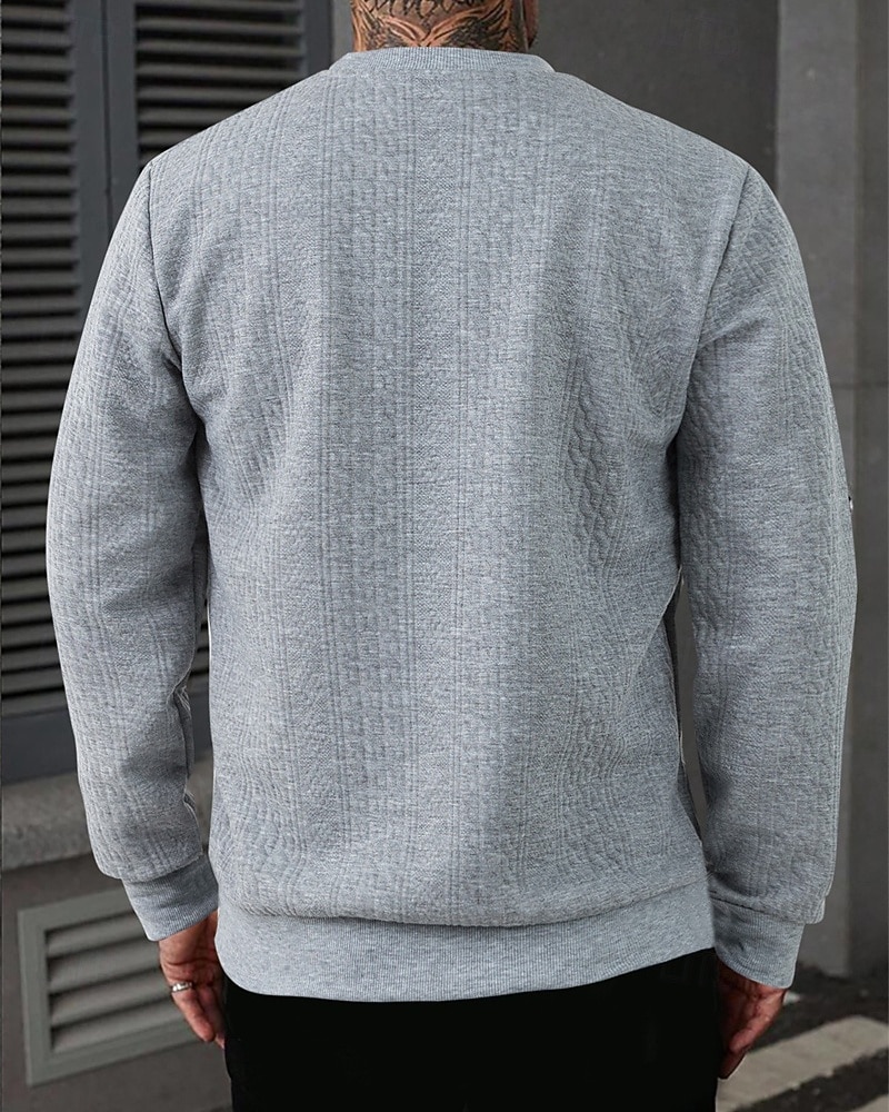 Homens Moletom Estacionar Preto Branco Cáqui Cinzento Gola Redonda Tecido Jacquard Casual Diário Desportos e Ar livre Roupa de rua Roupa de Esporte Casual Primavera Outono Roupa Moletons Moletons de 2026 por $26.99 –P7
