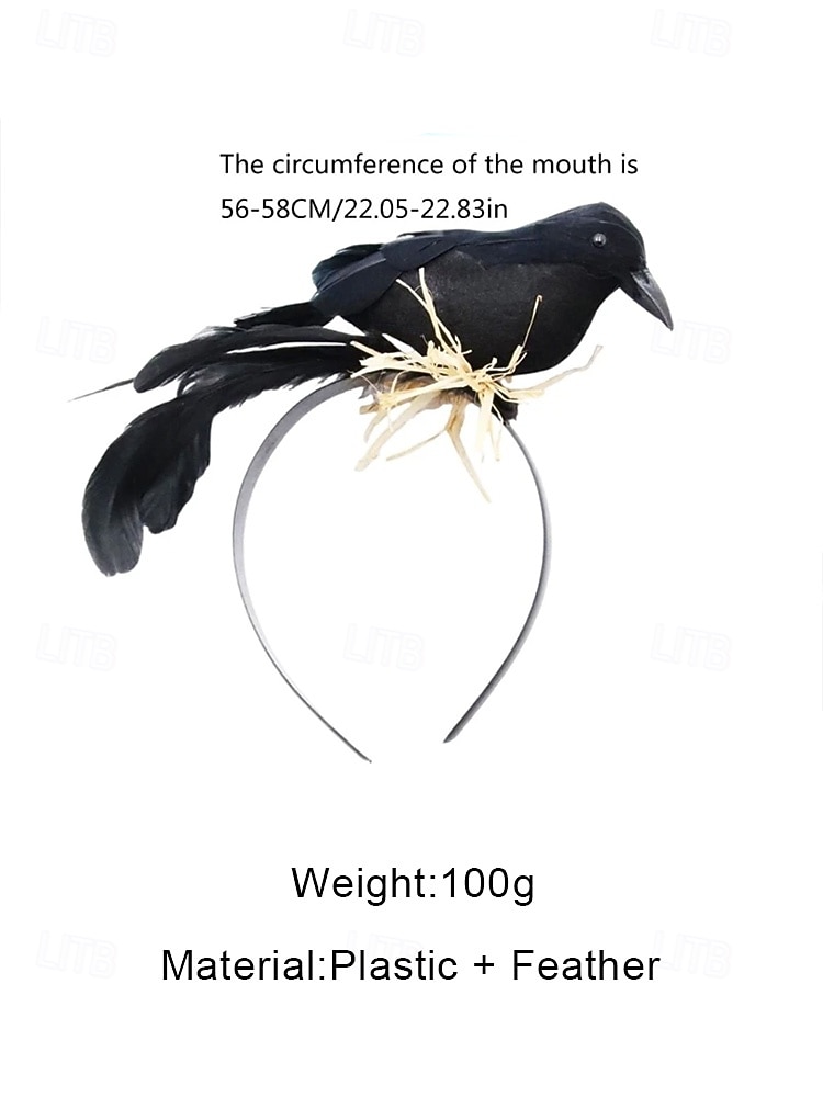 Женская черная лента для волос в стиле воробья для Марди Гра - аксессуар для костюмов с перьями - готический/колдовской стиль для карнавала и маскарадов 2026 - $3.49 –P9