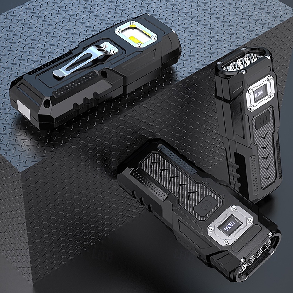 Latarka COB LED o dużej jasności z akumulatorem 1200 mAh, magnetycznym powerbankiem, cyfrowym wyświetlaczem poziomu naładowania baterii, oświetleniem wielotrybowym z klipsem, konstrukcją ABS do 2026 - $17.99 –P7