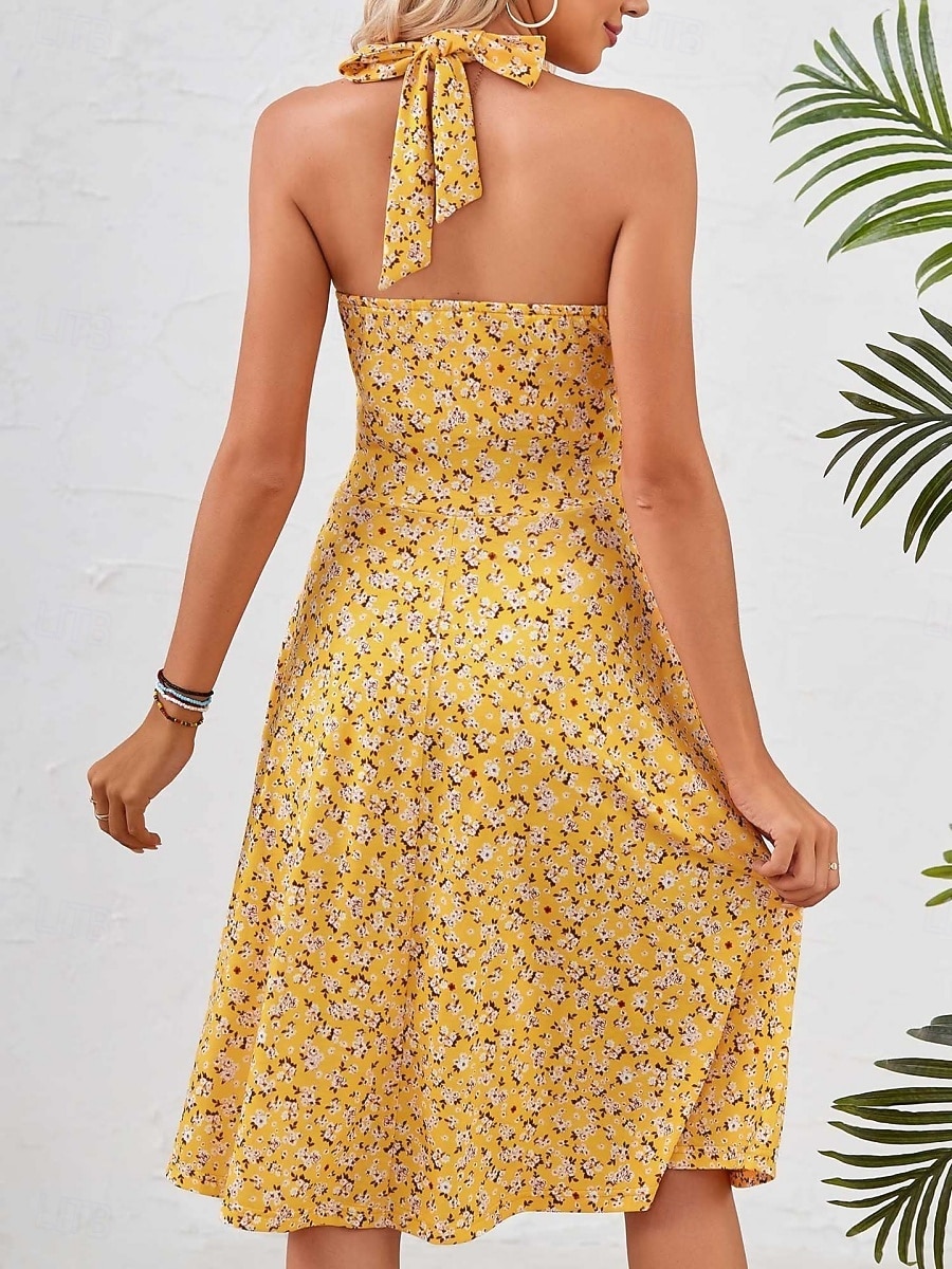 Per donna Mini Abito Abito a trapezio Vestito all'americana Vacanza Casual All'aperto Uscire Vestibilità regolare Floreale Grafico Senza Maniche All'americana Blu Giallo Rosa Rosso Estate Primavera del 2026 a $26.99 –P2