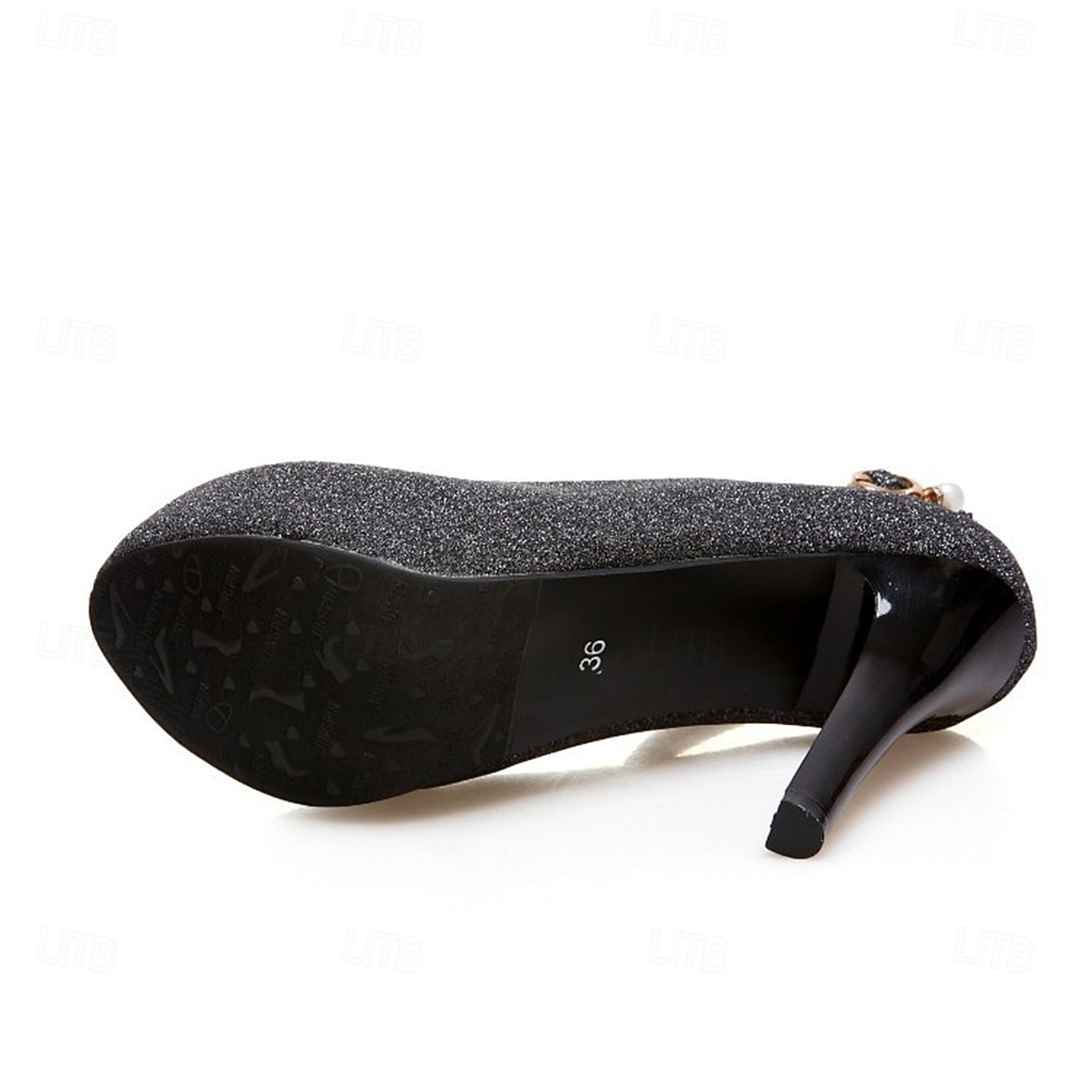 Zilveren plateauhakken met enkelbandje en parelbedel – elegante bruidsschoenen voor avond of glamoureuze bruiloft 2026 - $54.99 –P3