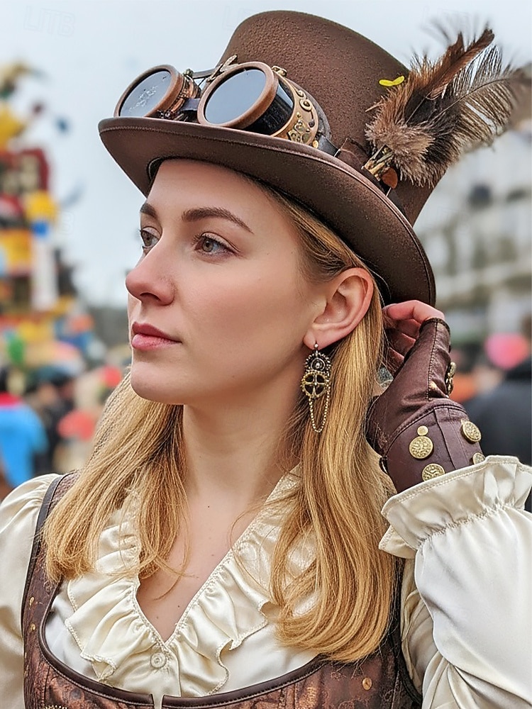 Women's Mardi Gras Multi-Style Asymmetrical Steampunk Gear Earrings - Alloy Drop Dangle for Carnival, Cosplay and Masquerade 2026 - $9.99 –P1